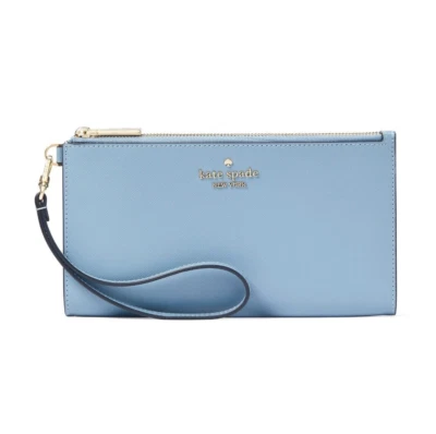 Muñequera Kate Spade Madison Cuero Saffiano Doble Cremallera Azul Pulido KC588 $169 Foto 1 de 4