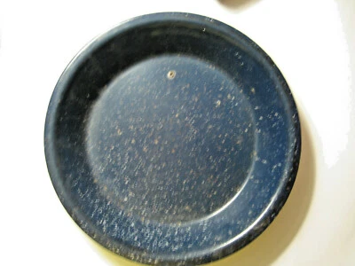 Vintage Dark Blue & White Graniteware Pie Plate - Image 1 of 2
