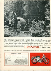 Anuncio impreso de Honda Trail 90 1965 mini motocicleta Fresno CA camping - Imagen 1 de 2