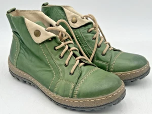 V ITALIA GREEN LEATHER ANKLE BOOTS EUR SIZE 38 US SIZE 7.5-8 - Picture 1 of 10