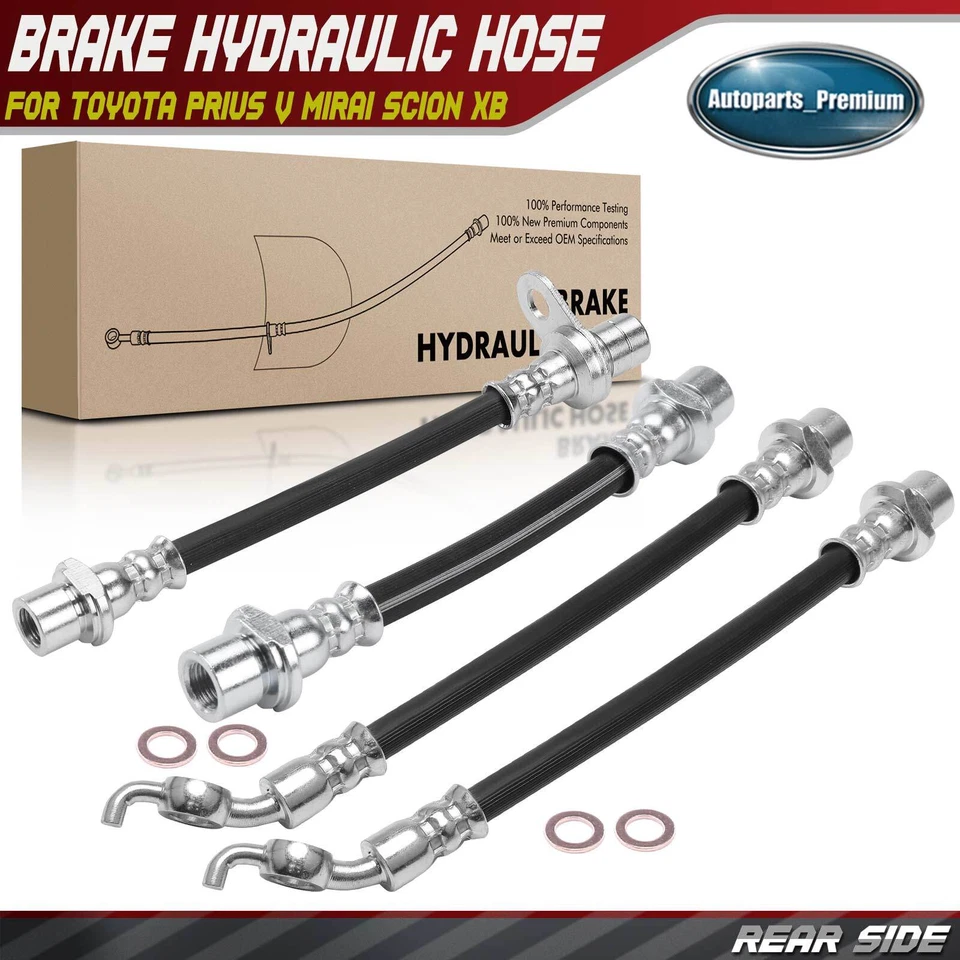 Mangueira hidráulica de freio interna e externa traseira 4 peças para Toyota Prius V Mirai Scion xB - Imagem 1 de 4