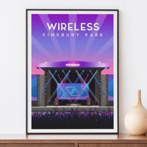 Wireless Festival Print, Finsbury Park London Music Poster, British Wall Art - Picture 1 of 5