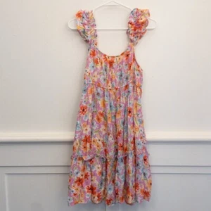Happy Haleiwa Floral Ruffle Strap Dress Girls Tiered Aloha Style Size Large - Picture 1 of 4
