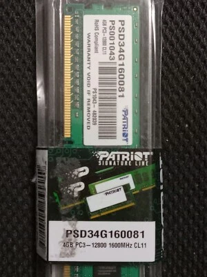 Patriot Signature 4GB DDR3 PC3-12800 1600MHz CL11 DIMM Memory PSD34G160081 - Image 1 of 2