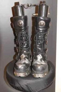 Damen Stiefel New Rock schwarz Silber Gr. 38 Gothic Metal Reaktor - Bild 1 von 11