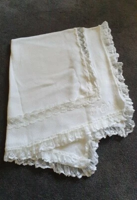Alviero Martini Knit Lace Baby Blanket Ivory White 80cm X 70cm Made In Italy - image 1 of 4