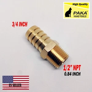 3/4 HOSE BARB X 1/2 MALE NPT Brass Pipe Fitting NPT Thread Gas Fuel Water Air - Picture 1 of 1