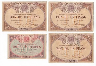 LOT OF FOUR NANTES 1923 NOTES - Image 1 of 2
