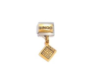 Bingo with Bingo Card dangle Italian Charm - fits 9mm Classic charm bracelet - Picture 1 of 1