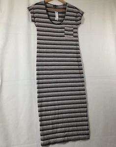 Warehouse Women's Black / Stone Striped Short Sleeve Dress Size 8 BNWT - Picture 1 of 5
