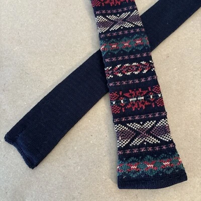 Corbata de Colección Claybrooke Tejido Calcetín Navidad Extremo Cuadrado Fair Isle 2.5x58" Foto 1 de 4