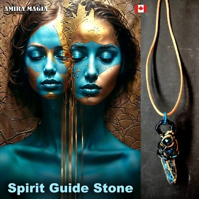 Joyería Collar Guía Espíritu Colgante Piedra Sin Cortar Amuleto Mágico Piedras Preciosas Crudas Doble Foto 1 de 4