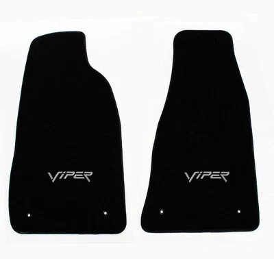 НОВЫЙ! Черные напольные коврики 1992-2002 Dodge Viper вышитый сценарий логотип серебро пара - Изображение 1 из 4