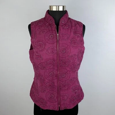 Christopher Banks Chaqueta Chaleco Mujer Sin Mangas Rosa Plata Metálico Seda S Foto 1 de 4