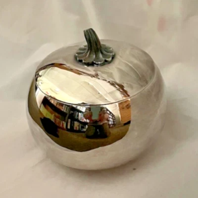 Cuenco de calabaza con tapa plateada Reed & Barton #224 vintage Foto 1 de 4