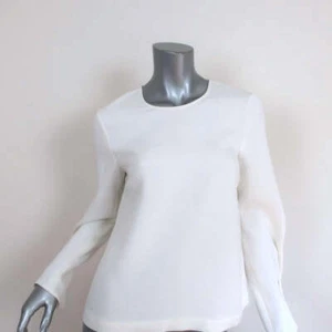 A.L.C. Top Brie Cream Stretch Crepe Size 6 Gathered-Sleeve Blouse - Picture 1 of 8