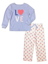 Carter’s Girl’s 2-Piece Fleece Pajamas Top and Pants Set (Blue Love, 6)