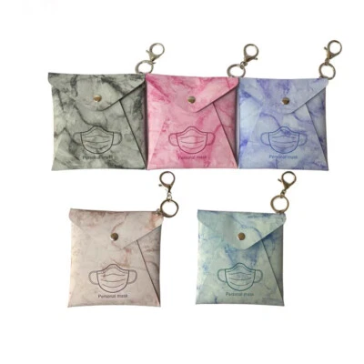 PU Leather Face Mask Carry case Storage Pouch Face Covering travel Key Chain Bag - Image 1 of 3