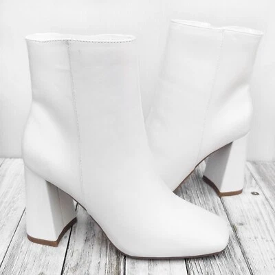Новый женщин белый заостренный носок коренастый каблук ботильоны - Изображение 1 из 4