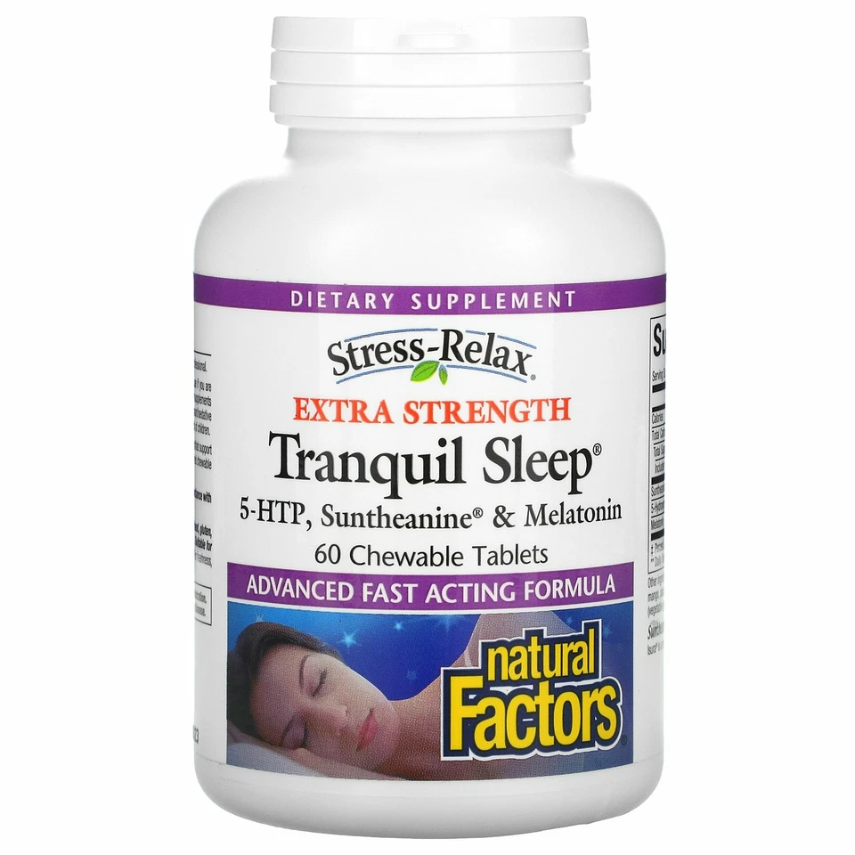 Natural Factors Stress-Relax Tranquil Extra Strength Sleep 60 comprimidos masticables Foto 1 de 1