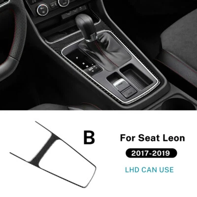 Cubierta de marco de panel de cambio de marchas interior de fibra de carbono para Seat Leon 2017-2019 Foto 1 de 4