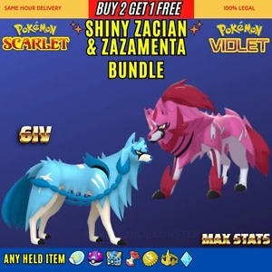 ✨6IV SHINY Zacian & Zamazenta✨Pokemon Scarlet And Violet - Picture 1 of 2