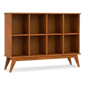 Draper SOLID HARDWOOD 57 "Wide Modern 8 Cube Storage Sofa Table in Teak Brown - Picture 1 of 6