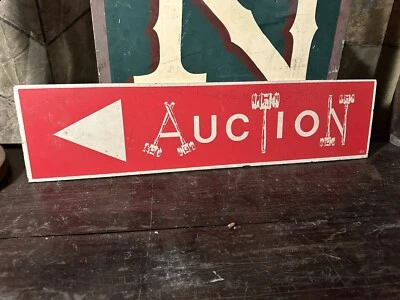Letrero de subasta de los años 70 casa de campo arte popular comercio publicidad tienda antigua Foto 1 de 4