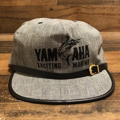 复古雅马哈帽子男式灰色令人兴奋的船用拉链调节 90 年代 Captian — 第 1/4 张图片