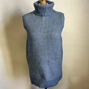 Camiseta sin mangas Marks And Spencer talla mediana azul acanalada cuello redondo jersey capa de otoño - Imagen 1 de 10