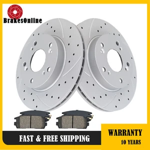 Front Brake Rotors and Brake Pads Fit for Honda Civic 2006-2011 Slotted Brakes - Picture 1 of 7