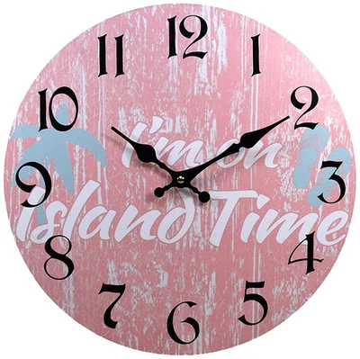Wood Wall Clock "I'm On Island Time 13"X13" Marine Coastal Beach Home Decor New - Image 1 of 2
