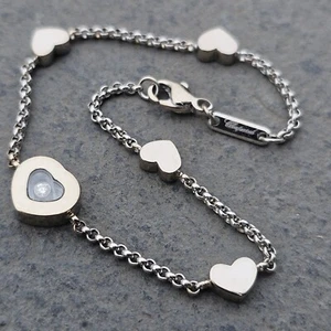Chopard Happy Heart Diamond Bracelet 18k White Gold & Certificate 7.75" - Picture 1 of 8