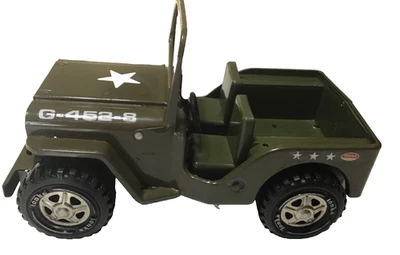 Vintage 10” TONKA Army JEEP G-452- 8 Green Pressed Metal / Plastic Great Shape - Image 1 of 4