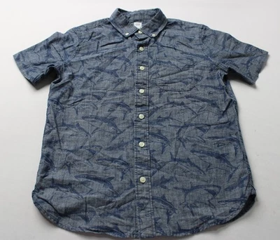 Gap Boys Short Sleeve Shark Graphic Button Down Shirt AC2 Blue Large (10)  - Image 1 of 3