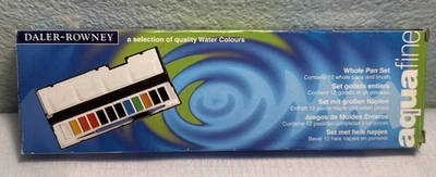 Paint Watercolor Whole Pan Travel Set New In Box Aquafine Daler Rowney 12 color - Image 1 of 4