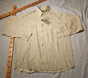 Nwt Robert Barakett Shirt Mens Large Beige Paisley AllOver Print Button Down - Picture 1 of 12