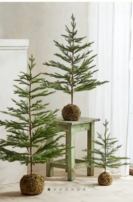 Anthropologie Terrain MOSS BALL MINI FAUX FIR TREE Medium 39” Christmas - Image 1 of 4