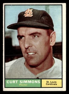 1961 Topps Curt Simmons #11 EX Cardenales de San Luis - Imagen 1 de 2