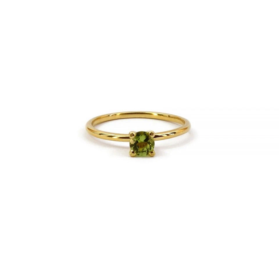 0.50 Ct Natural Green Peridot Gemstone Women's Promise Ring 10k Yellow Gold - Image 1 of 4