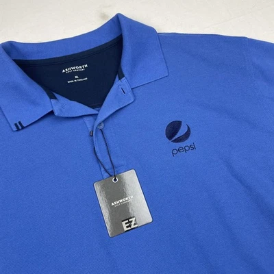 Camisa de golf Pepsi estilo polo Ashworth, para hombre talla XL, azul nueva con etiquetas Foto 1 de 4