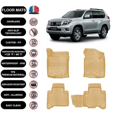 Alfombrillas forro para Toyota Land Cruiser Prado J150 (2009-2023) 4D beige Foto 1 de 4