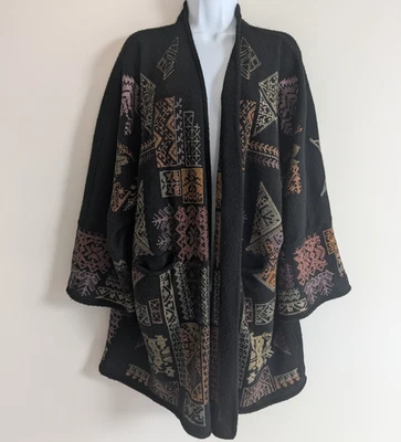 Johnny Was Fenella Kimono Womens Large Black Embroidered Boho Festival - Image 1 of 4