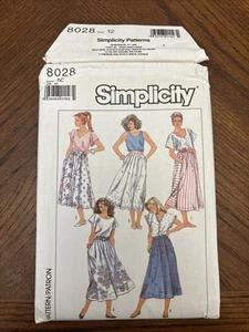Vintage Simplicity Pattern 8028 Easy-to-Sew Skirts Size 12 ~ Uncut/FF - Picture 1 of 3