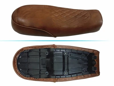 D28 Siège Double En Cuir Marron Pour ROYAL ENFIELD GT & INTERCEPTOR 650 - Photo 1/4