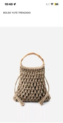 Bolso de Mano Zara Bolso Shopper con Flecos de Crochet Neutro Estilo Boho Chic Foto 1 de 2