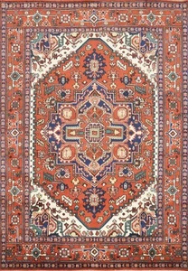 Orange Wolle Medaillon Wohnzimmer Vorleger 8x10 Handgeknüpft Orientteppich - Bild 1 von 12