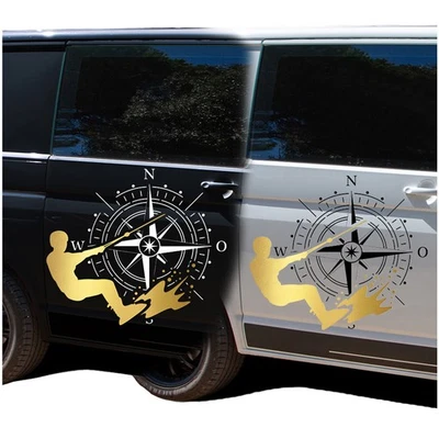 Aufkleber Set Kompass & Wakeboard 69x60cm Windrose Sticker Auto Wohnwagen KX072 - Bild 1 von 4