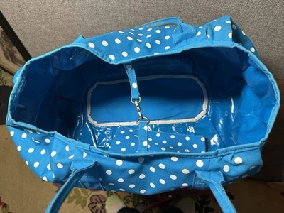 "Bolso de mano Thirty One azul/lunares 16""x10""" Foto 1 de 4