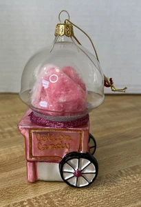 Zuckerwatte mundgeblasen Glas rosa Weihnachtsschmuck  - Bild 1 von 9